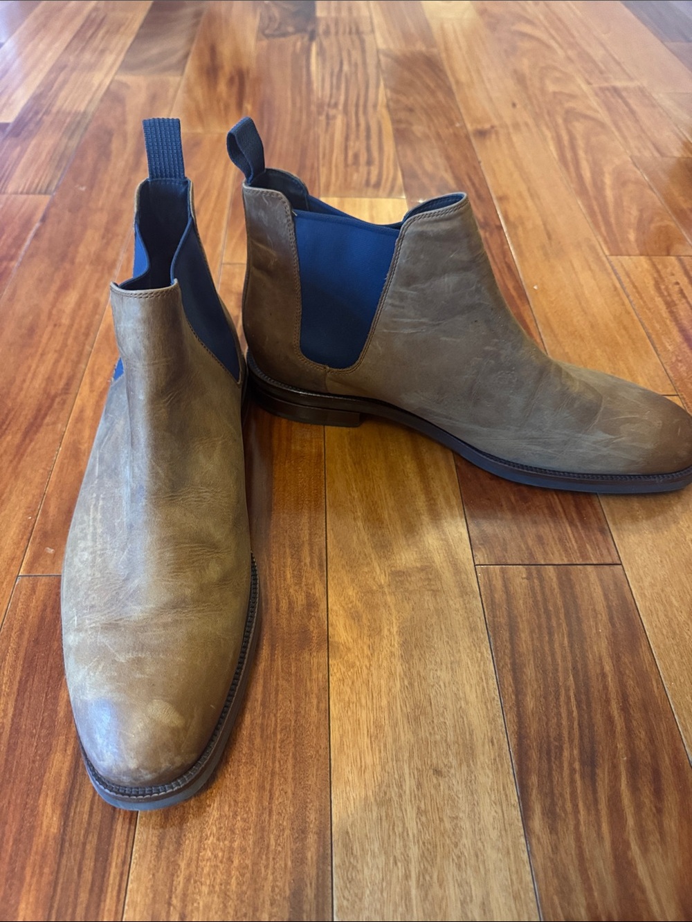 Cole Haan Brown Leather Chukka Boots with Blue Elastic Panels